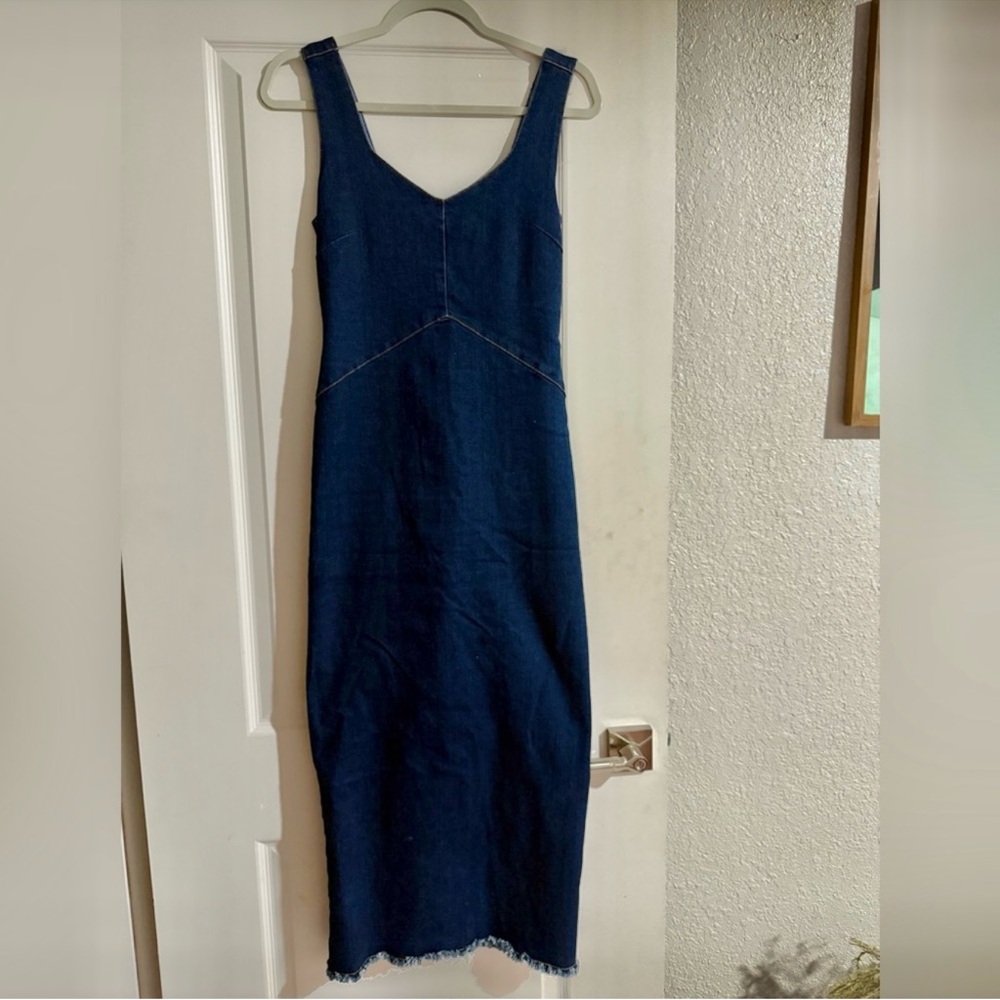 Forever 21 Dark Blue Denim Sleeveless Midi Dress